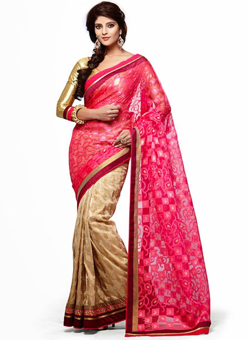 Red Chanderi Silk Saree
