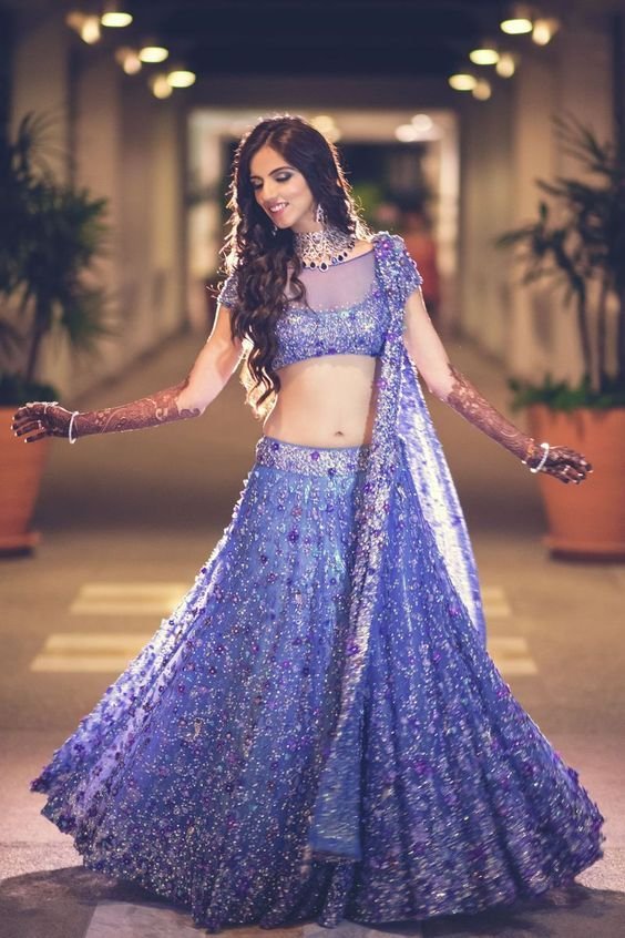 Blue Color Lehengas for Brides (2)