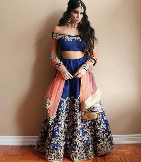 Blue Color Lehengas for Brides (9)