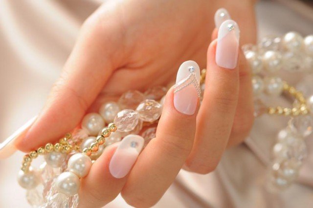 50 Best Wedding Day Nails for Every Style : Glitter V French Gel Nail Art I  Take You | Wedding Readings | Wedding Ideas | Wedding Dresses | Wedding  Theme