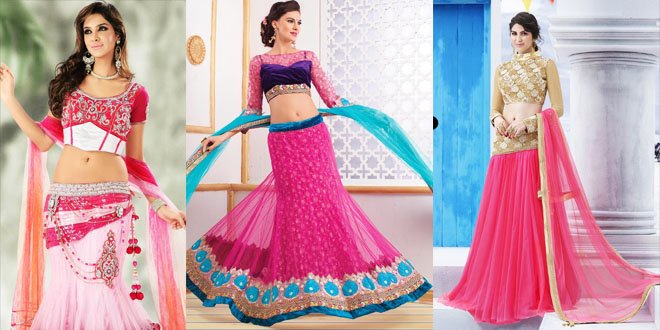 Pink Netted Lehenga